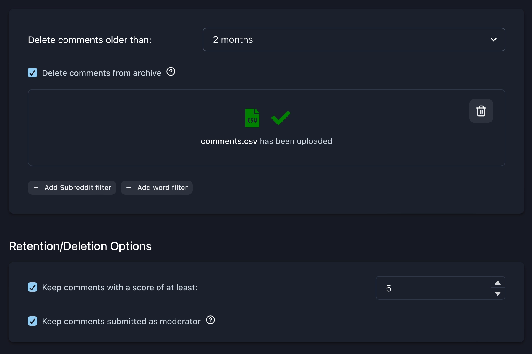 Deleting all comments using your Reddit Data Archive